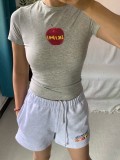 US Exclusive New Year's Apple Spicy Girl Sweet & Spicy Cropped Slim-Fit Short-Sleeve T-Shirt Pure Desire