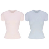 new color FITS EVERYBODY sweetheart high-elastic slim-fit base shirt short-sleeve T-shirt
