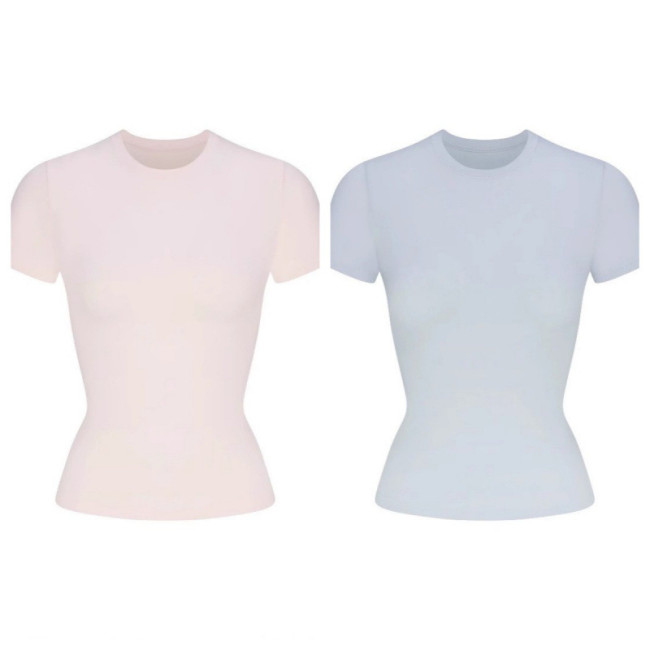 new color FITS EVERYBODY sweetheart high-elastic slim-fit base shirt short-sleeve T-shirt