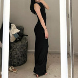 In-stock I*MS round-neck sleeveless tank dress, solid color stretchy knitted shapewear slip dress for summer