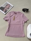 ribbed short-sleeve stretch T-shirt, slim-fit, flattering, women's short-sleeve T-shirt, simple, new style 25
