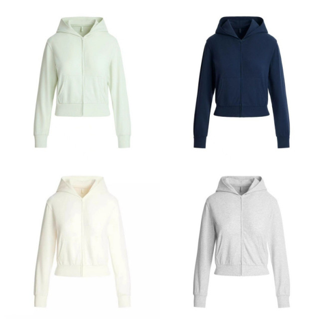 25 new  COTTON JERSEY ZIP UP HOODIE lightweight zip-up jacket sweatshirt hoodie