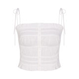 Summer New Hot Girl Square Neck Puff Sleeve Slim Fit Camisole Top Casual Versatile Short Skirt Set