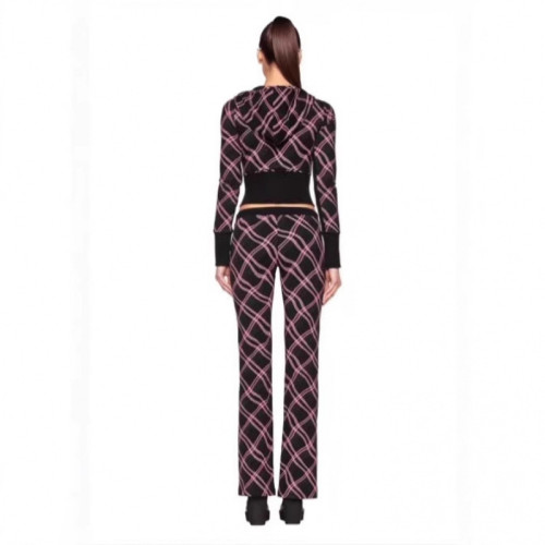 American retro wave pattern embroidered sweet and spicy Barbie striped plaid long-sleeve hooded jacket and casual pants