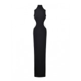 European and American style metallic butterfly cutout backless dress, sexy and slimming, high-neck, slit, elegant long dress