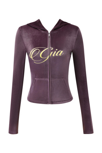 New fashion solid color zip-up hooded jacket casual relaxed slim-fit pants comfortable simple suit