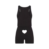 Valentine's Day limited edition pink heart cutout short-sleeve T-shirt and long pants jumpsuit