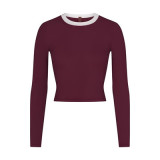 SOFT LOUNGE crop top modal ribbed long-sleeve T-shirt short top base layer