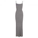 same style sexy ribbed camisole dress for women, backless, slimming, bodycon long dress