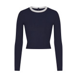 SOFT LOUNGE crop top modal ribbed long-sleeve T-shirt short top base layer