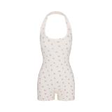 -style European and American sexy LOGO POINTELLE Valentine's Day floral hollow-out cotton set