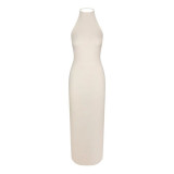 -style CLOUD HALTER LONG DRESS sexy halter neck sleeveless backless dress