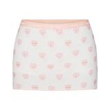 Valentine's Day limited edition heart logo hollow-out cotton short-sleeve shorts set dress suspender pants
