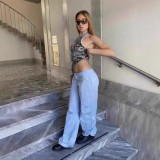 European and American sexy irregular halter neck tie-up camisole, waist-revealing slim-fit crop top