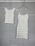 S·kims  rhinestone letter logo tight-fitting bodycon strap dress sexy lace dress