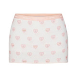 Valentine's Day limited edition heart logo hollow-out cotton short-sleeve shorts set dress suspender pants
