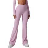 New cross-border yoga pants, high-waisted, brushed fabric, shaping fitness pants, slightly flared, outdoor wide-leg women's sports pants