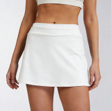 New cross-border product: High-waisted color-block ribbed faux two-piece short skirt for women, with a nude feel, anti-exposure, suitable for fitness, sports, and tennis