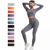 European and American style yoga outfit, high-waisted, tight-fitting, butt-lifting, long-sleeved yoga pants, sports and fitness cross-border long pants