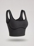European and American style color-blocking sports vest for women, no underwire, beautiful back yoga vest top, slim-fit running and fitness vest