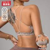 Seamless sports bra for women, suitable for running, fitness, and yoga, snake print, high-impact shockproof, push-up sports bra