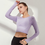 European and American cross-border long-sleeve sportswear for women, polka dot tight-fitting high-elastic yoga wear, indoor and outdoor fitness top