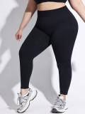 European and American peach butt solid color yoga pants for women, high-waisted non-slip sports leggings, running fitness pants, sports base layer pants