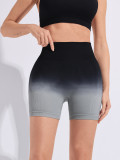 Gradient dyed high-waisted yoga shorts for women, suitable for sports, running, fitness, tight-fitting, butt-lifting, slimming, stretchy three-quarter pants for spring and summer