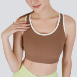 Cross-border high-elasticity hollow-out sexy sports bra, seamless back-clasp yoga tank top, shockproof and supportive yoga bra with beautiful back design
