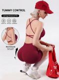 dfyne women's sports yoga set with cross-strap bra, tummy control and butt-lifting shorts, summer fitness workout set