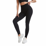 European and American cross-border tight-fitting nine-point sports fitness pants, high-waisted butt-lifting seamless yoga pants, peach-butt yoga pants for outdoor wear