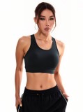 High-impact sports bra for women with fixed cups, shockproof running and yoga vest, suitable for outerwear and fitness