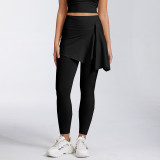 Cross-border tight-fitting high-waisted quick-dry yoga pants with detachable breathable butt-covering skirt for outer wear, peach-butt fitness pants