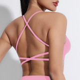 Cross-back sports bra for women, suitable for fitness and yoga, shockproof, quick-drying, seamless sports underwear for running