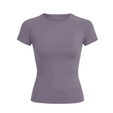 dyfne short-sleeved yoga top for women, matte nylon yoga T-shirt, waist-cinching, slimming, figure-flattering sports short-sleeved top