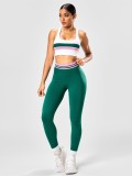 Two-tone striped sports yoga outfit for women, racerback sports bra, running fitness butt-lifting yoga pants