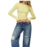 Customized cross-border yoga tight-fitting yoga clothing for women, outdoor sports fitness yoga T-shirt tops, minimum order of 70 pieces