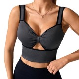 Cross-border seamless hollow-out yoga bra for women, indoor sports fitness shockproof top, women's fitness yoga strapless bra