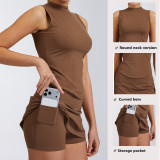 Cross-border outdoor sports tennis skirt set for women, high-waisted, breathable, quick-drying badminton skirt, casual fitness sports set