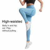 European and American cross-border tight-fitting nine-point sports fitness pants, high-waisted butt-lifting seamless yoga pants, peach-butt yoga pants for outdoor wear