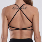 Cross-strap backless sports bra for women, with a nude feel, halter neck, with chest pads, suitable for cross-border yoga and fitness, tight-fitting sports bra