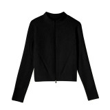 Autumn and winter outdoor yoga wear for women, long-sleeved, suitable for running and sports, with a slimming effect and thumb holes, fitness wear with long sleeves