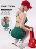 dfyne women's sports yoga set with cross-strap bra, tummy control and butt-lifting shorts, summer fitness workout set