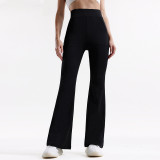 European and American style nude-feel high-waisted casual sports flared pants for women, outdoor slim-fit peach-butt fitness yoga pants