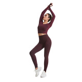 European and American style yoga outfit, high-waisted, tight-fitting, butt-lifting, long-sleeved yoga pants, sports and fitness cross-border long pants