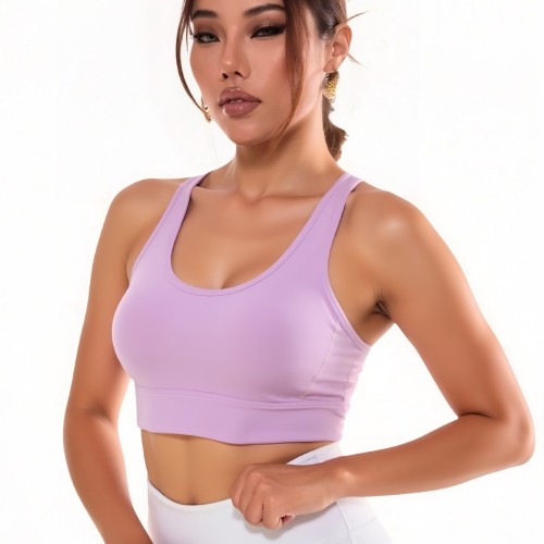 High-impact sports bra for women with fixed cups, shockproof running and yoga vest, suitable for outerwear and fitness
