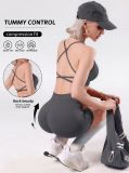 dfyne women's sports yoga set with cross-strap bra, tummy control and butt-lifting shorts, summer fitness workout set