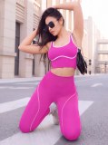 Cross-border TK popular yoga outfit for women, color-blocking sports vest, peach butt slim-fit long pants, fitness sportswear