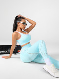 Manufacturer's seamless yoga set for women: sports bra, tight-fitting fitness yoga pants, butt-lifting leggings, peach butt, solid color