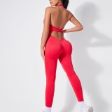 Sports butt-lifting backless jumpsuit for women, peach butt slimming one-piece fitness tank top yoga outfit